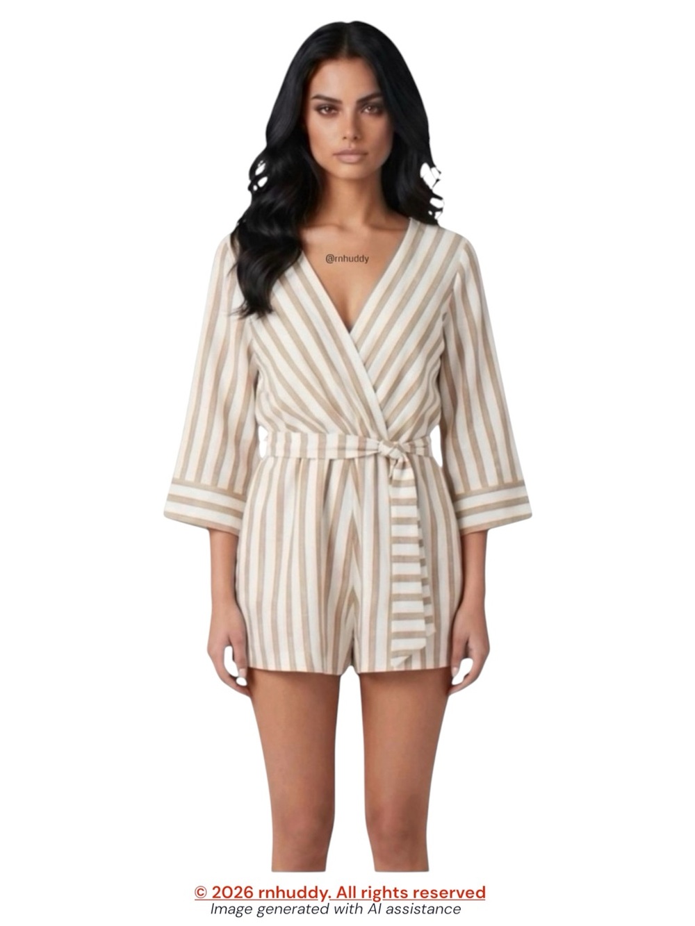 Zara S knotted striped linen blend romper